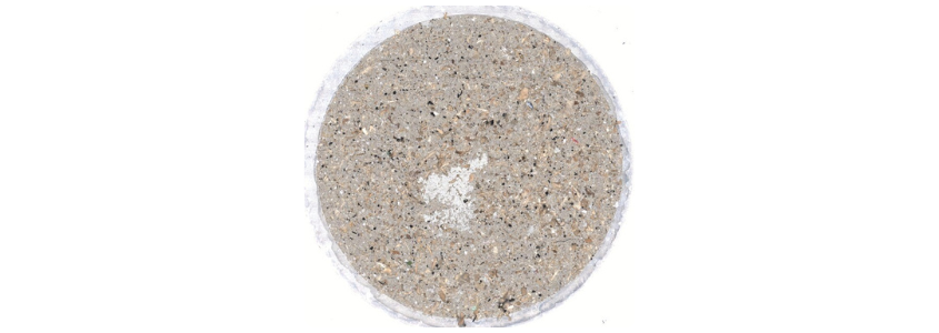 Real-life microplastic sample: Filter loaded with all kinds of sample material.